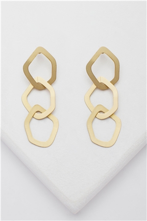 Abstract Silhouette Matt Gold Dangler Earrings