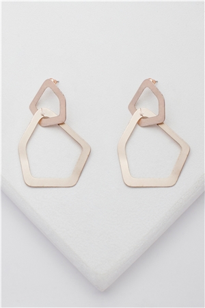 Modernist Pentagon Matt Rose Gold Hoop Earrings