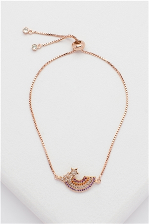 Rainbow Charm Rose Gold Cubic Zirconia Bracelet