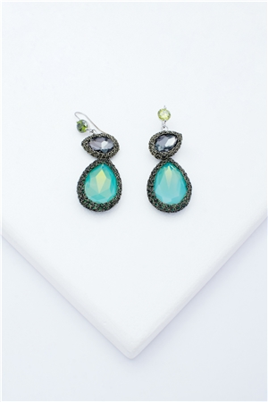 Emily Turquoise Crystal Crochet Earrings