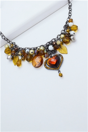 Sunburst Glass Beads Statement Necklace