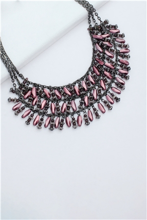 Pink Bead Chandelier Neclace