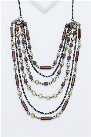 Ginger Glass Bead Layered Necklace