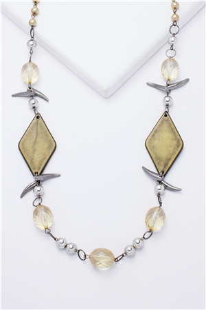 Diamond Bead Glass Stone Necklace