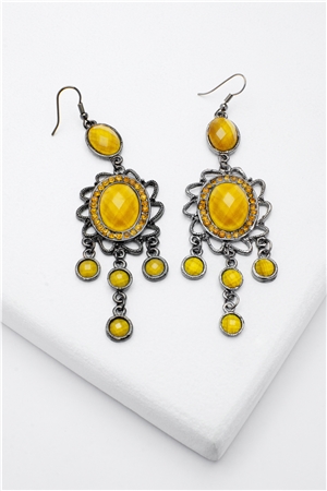 Amber Gemstone Drop Earrings