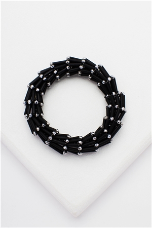 Matt Black Spiral Crystal Bracelet