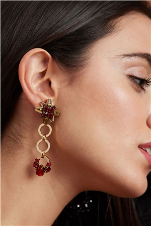 Spacial-Red Starry Dangle Earrings