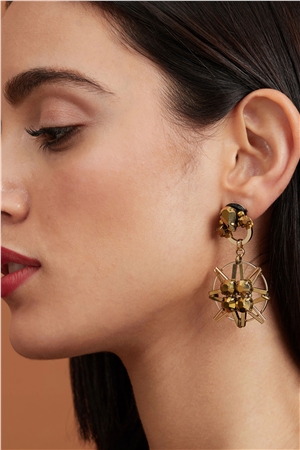 Meteor-Gold Crystal Drop Earrings