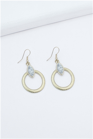 White Stone Gold Hoop Earrings