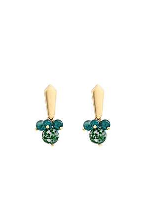 Trinkly Emerald Bead Stud Earrings