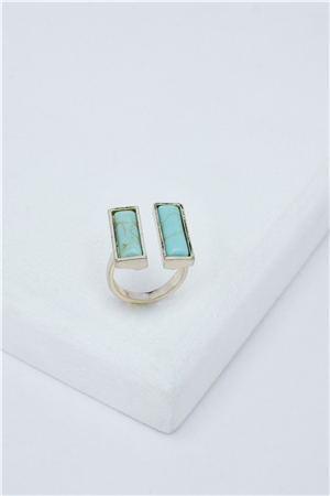 Twin Turquoise Bar Marble Ring