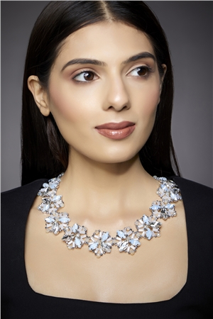 Wishes On The Wind White Crystal Floral Bib Necklace