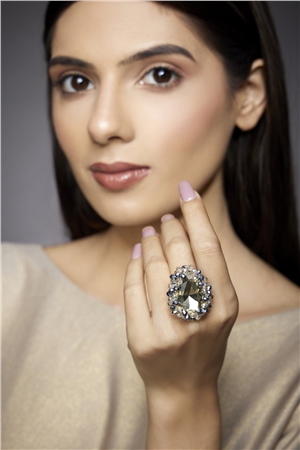 Charms Of The Night Champagne Crystal Statement Ring