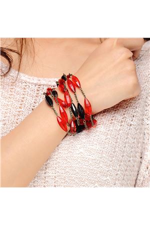 Oblong Glass Bead Lady Bird Bracelet