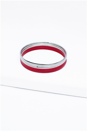 Set Of 8 Red Silver Bangles