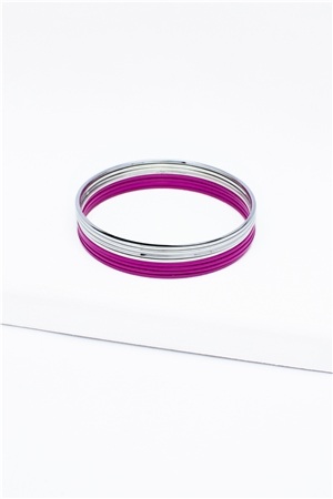 Set Of 8 Pink Silver Bangles