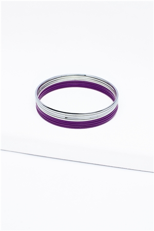 Set Of 8 Purple Silver Bangles