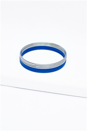 Set Of 8 Blue Silver Bangles
