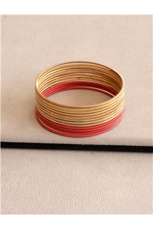 Set Of 12 Red Gold Bangles