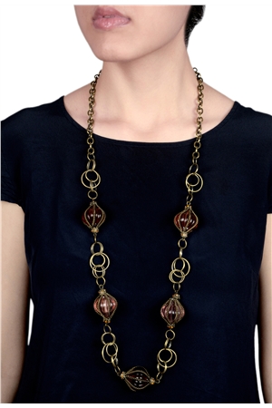 Caramel Glass Drops Chain Necklace