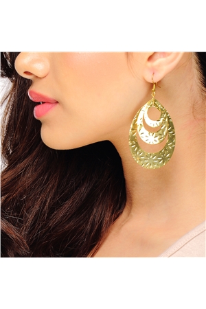 Three Layer Gold Drop Earrings