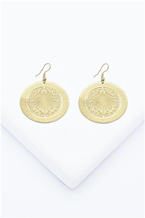 Gold Disc Filigree Earring