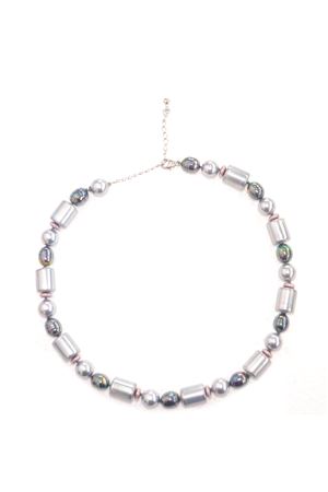Multi Barrel Grey Majorca Pearl Necklace