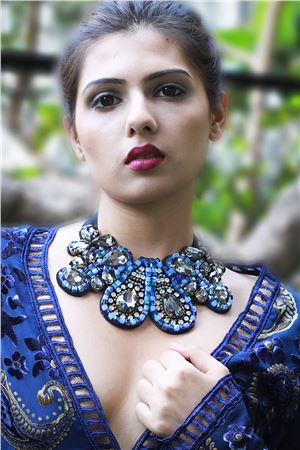 Your Love Affair Blue Crystal Diamante Statement Bib Necklace