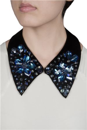 Lady Not Lord Blue Floral Crystal Velvet Collar Necklace