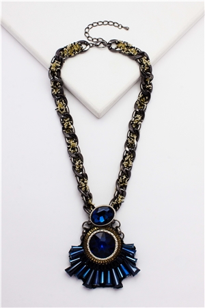 Tiger On A Gold Chain Crystal Pendant Necklace