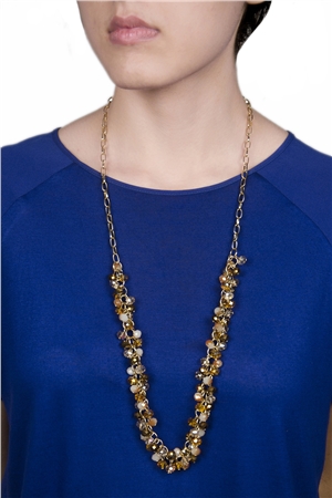 The Flapper Topaz Glass Beads Long Necklace