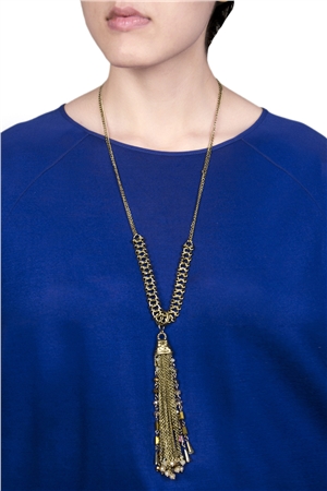 Ophelia Tassel Vintage Glass Beads Tassel Pendant Necklace