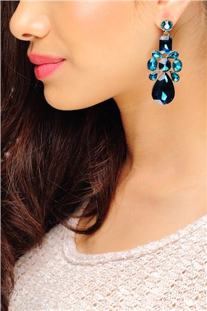Ballgowns And Buzz Blue Crystal Cocktail Earrings