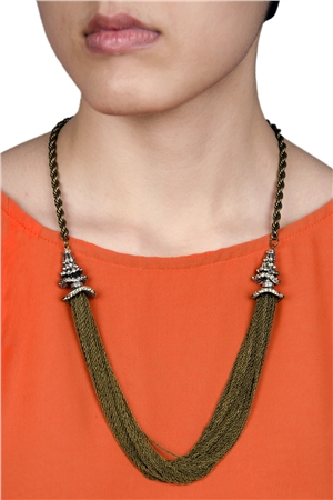 Antique Gold Chain Cascade Necklace