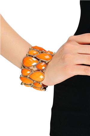 Stretch Orange Glass Stone Cuff Bracelet
