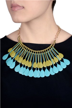 Blue Grotto Metallic Resin Spoon Necklace