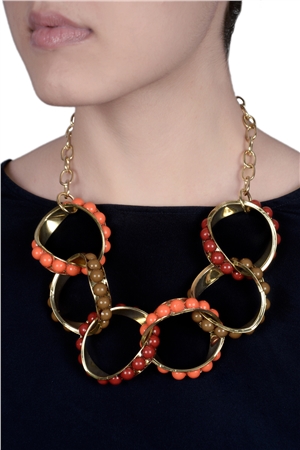Merlot Interlocked Loops Resin Red Necklace