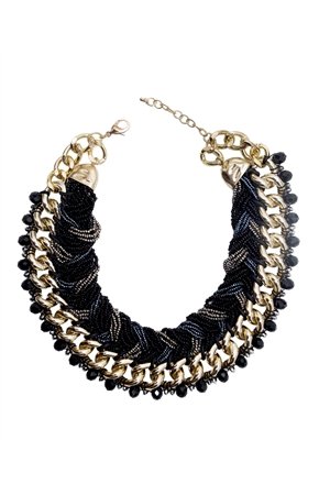 Shades of grey Glass Bead Collar Necklace