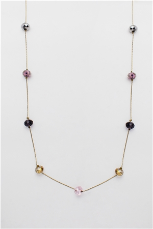 Dainty Blush Pink Glass Bead Long Necklace