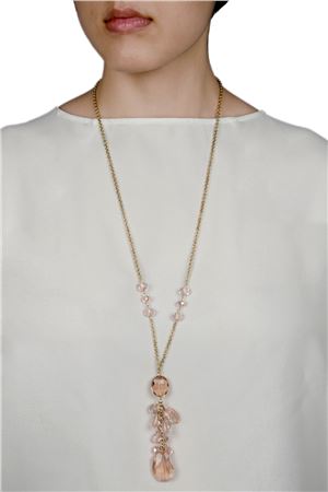 Blushing Mimosa Pink Glass Bead Pendant Necklace