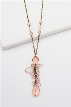 Glass Bead Blushing Mimosa  Pendant Necklace