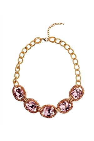 Blush Empress Pink Square Crystals Necklace