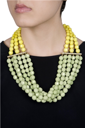 Drops Of Absinthe Yellow Green Resin Bead Chunky Necklace