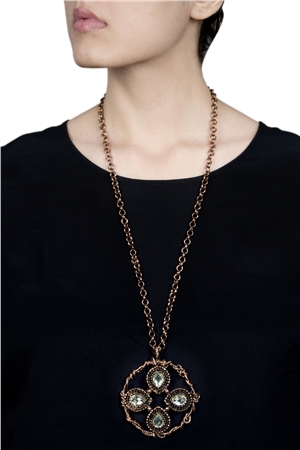 Rose Gold Wreath Oversized Metal Pendant Necklace