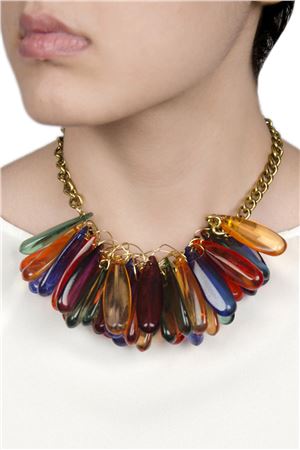 Drops Of Rainbow Cracked Bead Effect Bib Necklace