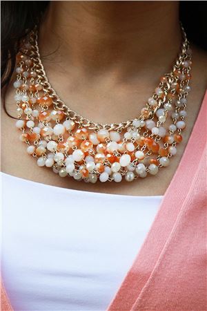 Sunkissed Layered Glass Beads Champagne Necklace