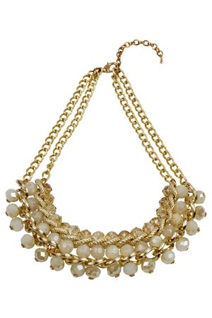 Spunky White Crystal Drops Gold Necklace