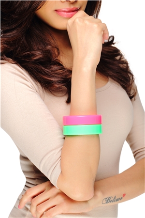 Candy Pink Green Duo Statement Resin Bangles
