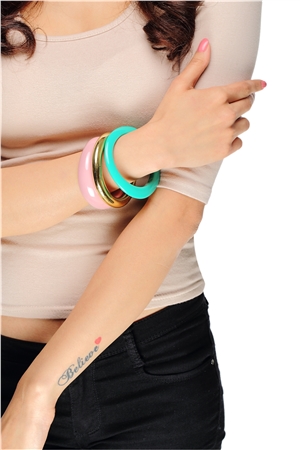 Salmon Leaf Trio Bangles