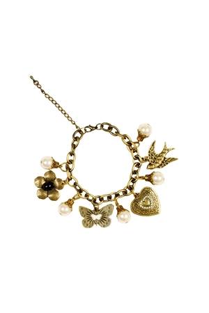 I'Ll Fly With You Antique Gold Charms Bracelet
